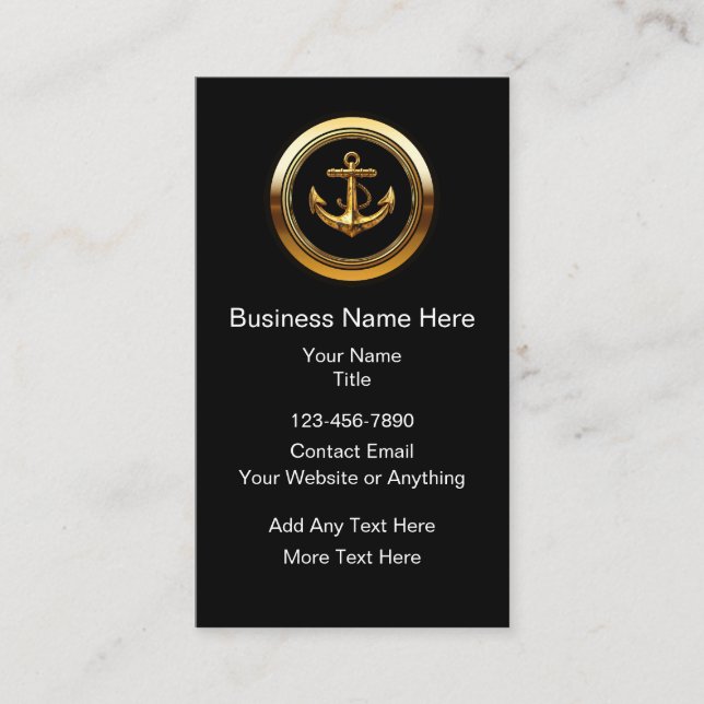 Classy Nautical Anchor Theme Business Cards Visitkort (Framsida)