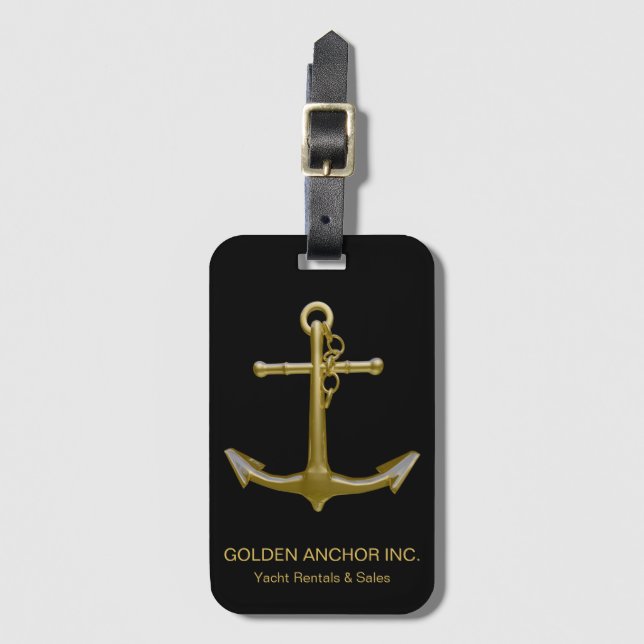 Classy Nautical Guld Anchor på Black Bagagebricka (Framsida vertikal)