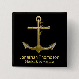 Classy Nautical Guld Anchor på Black Knapp