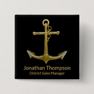 Classy Nautical Guld Anchor på Black Knapp