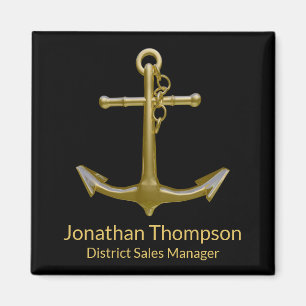 Classy Nautical Guld Anchor på Black Magnet