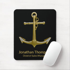 Classy Nautical Guld Anchor på Black Musmatta