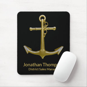 Classy Nautical Guld Anchor på Black Musmatta