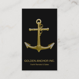 Classy Nautical Guld Anchor på Black Visitkort