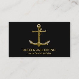 Classy Nautical Guld Anchor på Black Visitkort