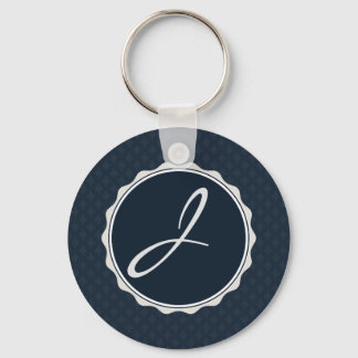Classy Navy Blue Anpassningsbar Monogram Nyckelring