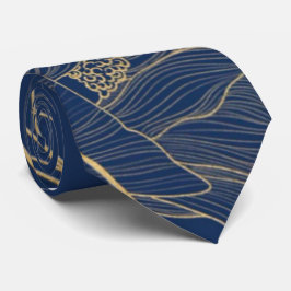 Classy Navy Blue Botanical Blommigts Groomesmen Slips