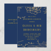Classy Navy Blue Guld Rachel Bridesmaids Luncheon