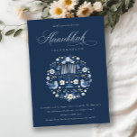 Classy Navy Blue Hanukkah Blommigt Party Inbjudan<br><div class="desc">Om du behöver ytterligare anpassningar kan du kontakta mig på yellowfebstudio@gmail.com.</div>