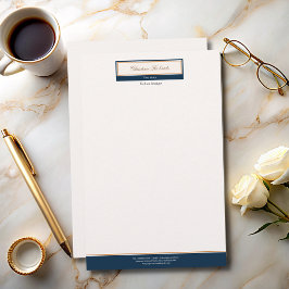 Classy Navy Blue Ivory Brevpapper