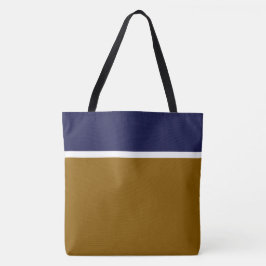 Classy Navy Blue White Rand on Warm Brown Tygkasse