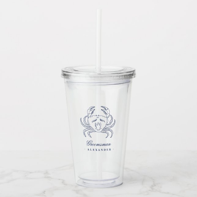 Classy Navy Crab Groomsman Beach Wedding Take Away Mugg (Framsida)