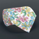 Classy Neck Tie With Elegant Easter Floral Pattern Slips<br><div class="desc">Unique necktie with a beautiful contemporary pastel-blue, sunny-yellow, light-pink, and green hand-drawn flowers pattern on a white background. Ornate, funky, modern, and whimsical hipster design for the artistic or artsy hip trend setter, vintage retro, nouveau deco art style, or abstract graphic digital geometric motif lover. Unique, pretty, decorative, fashionable, and...</div>