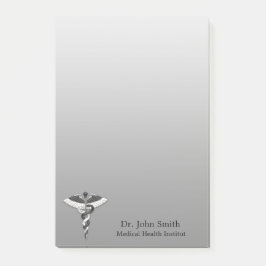 Classy Noble Caduceus Medical Elegant Black White Post-it Block