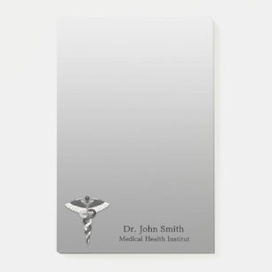 Classy Noble Caduceus Medical Elegant Black White Post-it Block