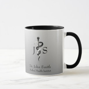 Classy Noble Elegant Medical Black White Asclepius Mugg