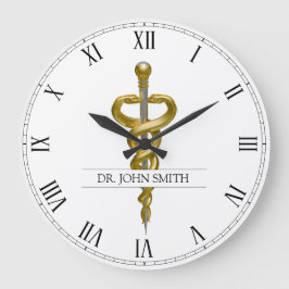 Classy Noble Medical Asclepius Elegant Guld Silver Stor Klocka
