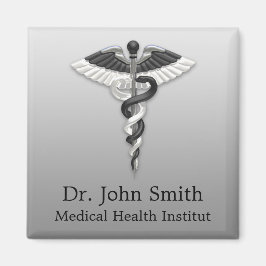 Classy Noble Medical Caduceus Elegant Black White Magnet
