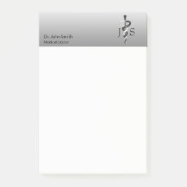 Classy Noble Medical Elegant Black White Asclepius Post-it Block
