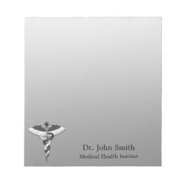 Classy Noble Medical Elegant Black White Caduceus Anteckningsblock