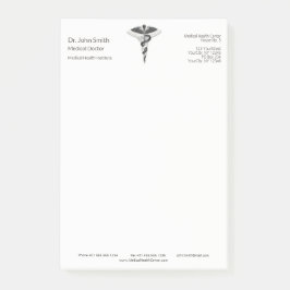 Classy Noble Medical Elegant Black White Caduceus Post-it Block
