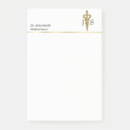 Classy Noble Medical Elegant Guld Silver Asclepius Post-it Block
