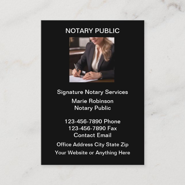 Classy Notary Public Affärskorts Visitkort (Framsida)