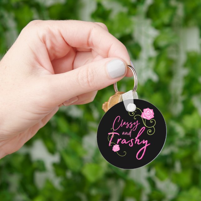 Classy och Trashy Rosa ros Nyckelring (Hand)