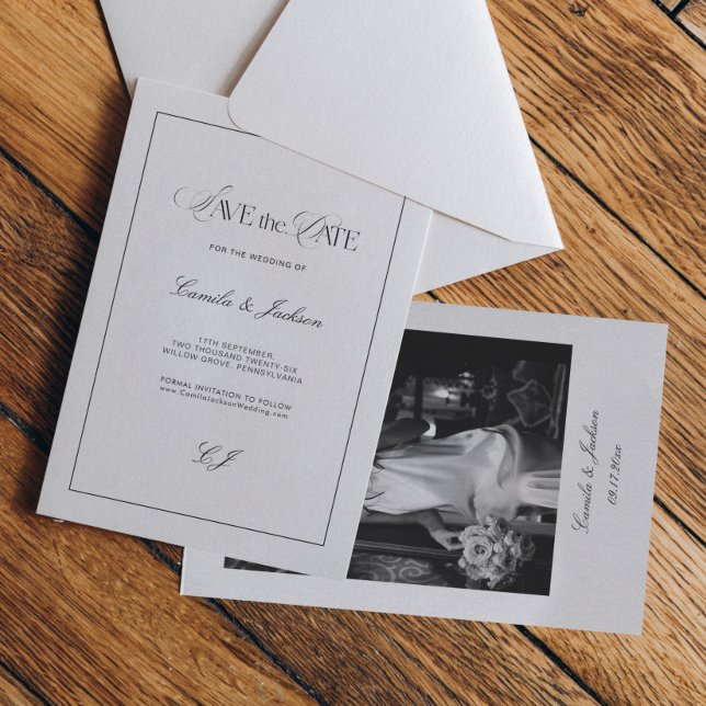 Classy Old Money Wedding Save the Date Photo Inbjudningar (Skapare uppladdad)