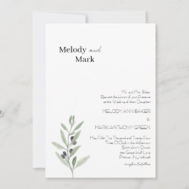 Classy Olive Gren bröllopsinbjudan Inbjudningar
