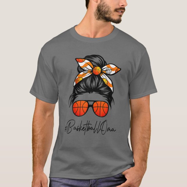 Classy Oma Life Messy Hair Bun Basketball Mammor T Shirt (Framsida)