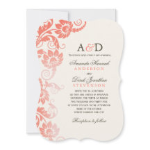 Classy Ombre Coral Flowers Bröllopsinbjudningar