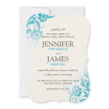 Classy Ombre Teal Wedding Inbjudningar