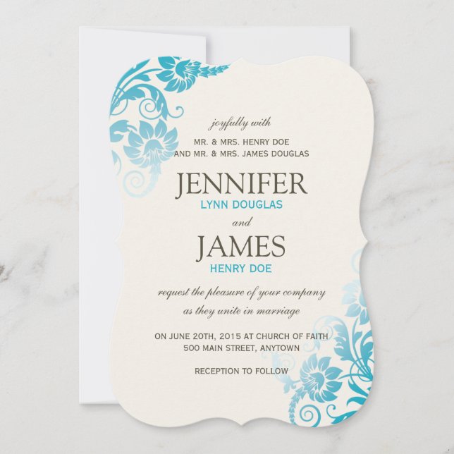 Classy Ombre Teal Wedding Inbjudningar (Framsida)