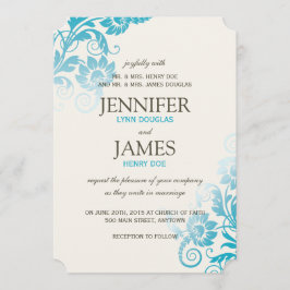 Classy Ombre Teal Wedding Inbjudningar