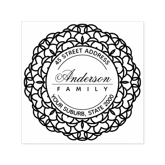 CLASSY ORNATE ANPASSNINGSBAR FAMILY NAMN RETURADRE SJÄLVFÄRGANDE STÄMPEL (Design)