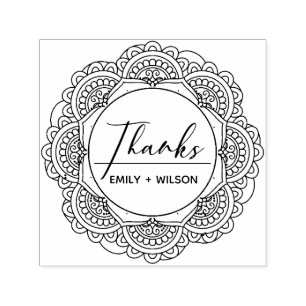 CLASSY ORNATE MANDALA ANPASSNINGSBAR SCRIPT THANKS SJÄLVFÄRGANDE STÄMPEL