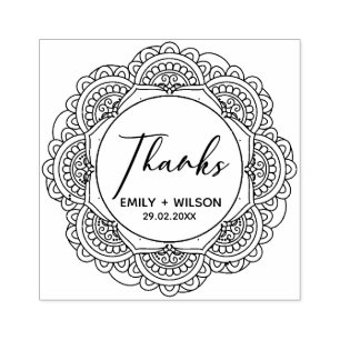 CLASSY ORNATE MANDALA ANPASSNINGSBAR SCRIPT THANKS STÄMPEL