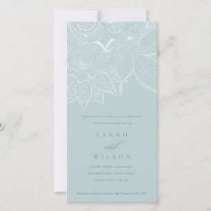 Classy Ornate Paisley Dusky Blue Wedding bjudande Tack Kort