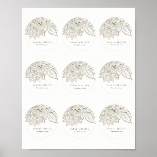 Classy Ornate Paisley Ivory Guld Bröllop Märkre Poster