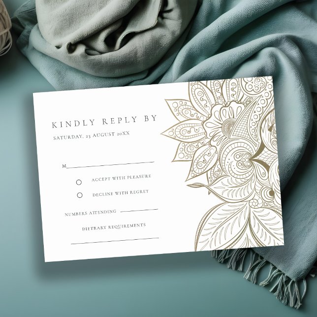 Classy Ornate Paisley Ivory Guld Bröllop OSA Tilläggskort (Skapare uppladdad)