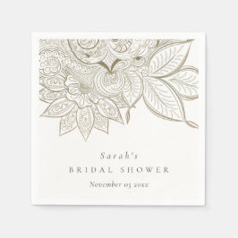 Classy Ornate Paisley Ivory Guld Möhippa Pappersservett