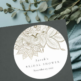 Classy Ornate Paisley Ivory Guld Möhippa Runt Klistermärke