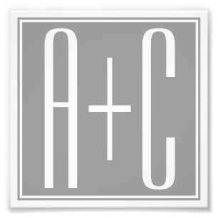 Classy Par Initails   Vitt och Grått Fototryck