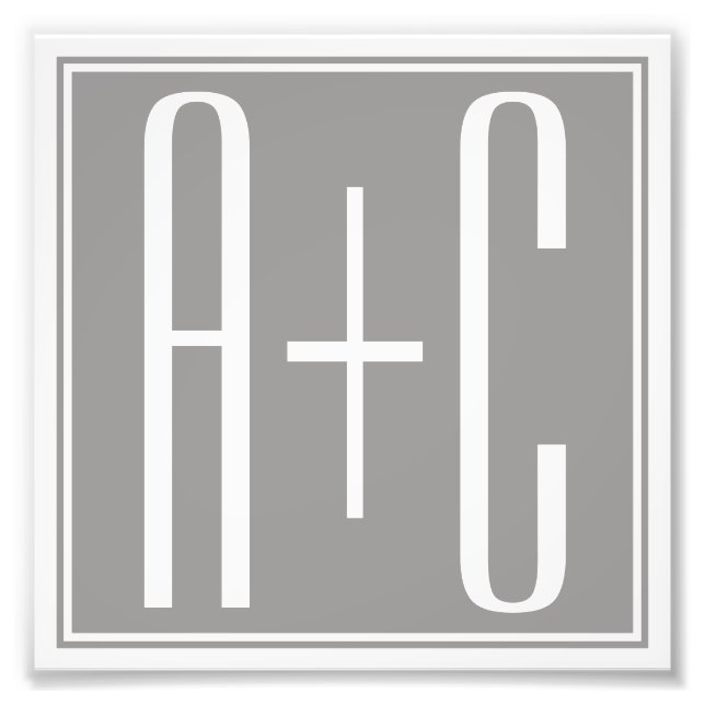 Classy Par Initails | Vitt och Grått Fototryck (Framsidan)