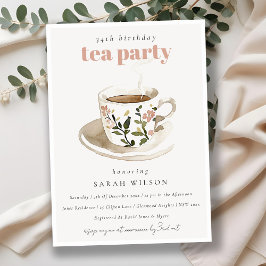 Classy Pastel Blommigt Tea Kopp Birthday Tea Party Inbjudningar