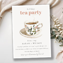 Classy Pastel Blommigt Tea Kopp Helgdag Tea Party Inbjudningar