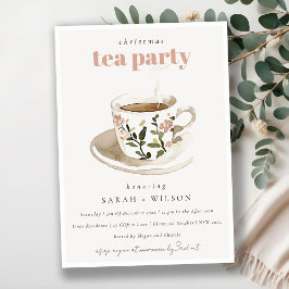 Classy Pastel Blommigt Tea Kopp julte Tea Party Inbjudningar