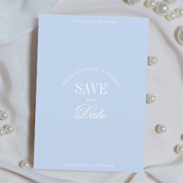 Classy Pastel Blue Elegant Save the Date Card Spara Datumet