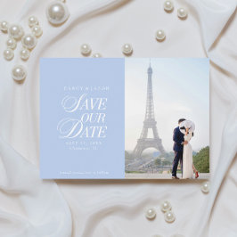 Classy Pastel Blue Elegant Save the Date Card Spara Datumet